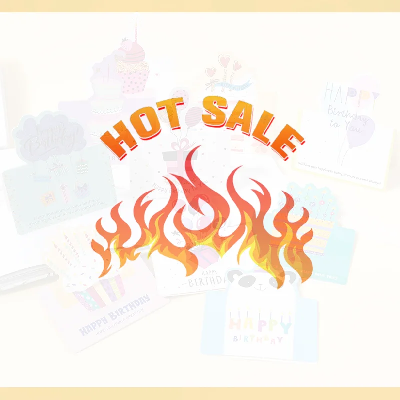 

10 Birthday Cards, 3D Small Size Cartoon, Simple Folding, Handwritten Blessing Message, Birthday Card