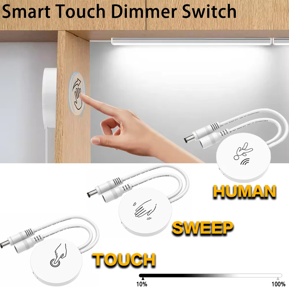 DC12V 24V Penetrable Smart Sensor Wood Board Touch Switch for Cabinet LED Light Touch Switch Human Body Sensor DIY Night Lamp