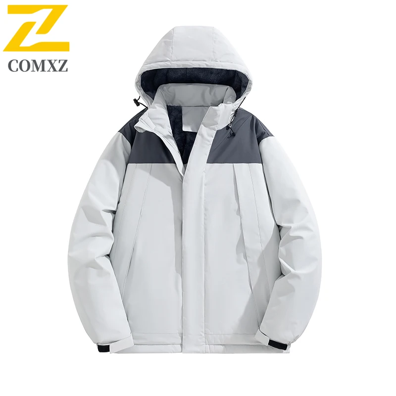 

Men Jacket Waterproof Lightweight Windproof Hiking Hooded Fleece Jacket Outdoor Trekking Sports Coat Durable Travel Windbreaker