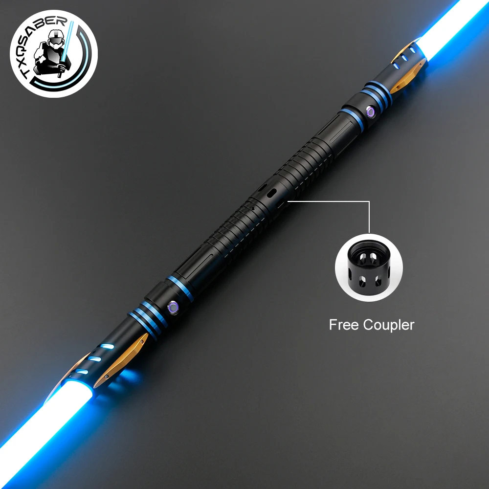 TXQSABER Double Blade Lightsaber Neo Pixel Spinning Sword RGB with Removable Blade Metal Hilt Blaster Cosplay Toys Saber Staff