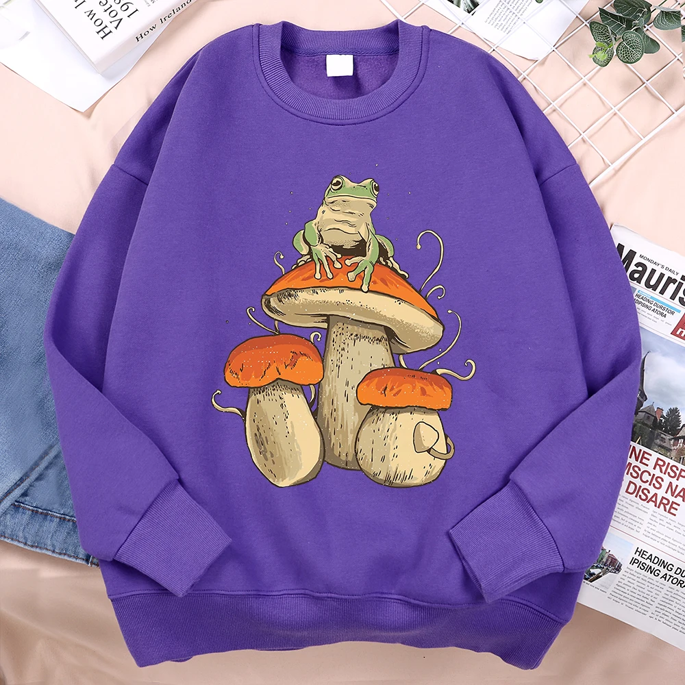 Cottagecore Aesthetic Mushroom Dark Academia Frog Men Hoodie Fashion Hoody Casual Loose Sweatshirts Fleece Clothing Pullover