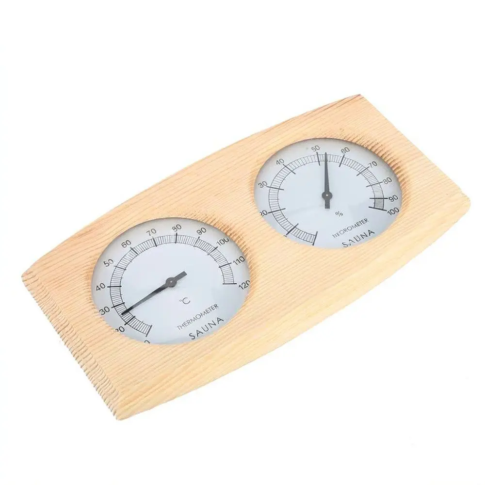 Sauna Room Temperature Humidity Meter Wood Frame Gauge Monitor Precision Monitoring Tool For Sweat Steam Bath