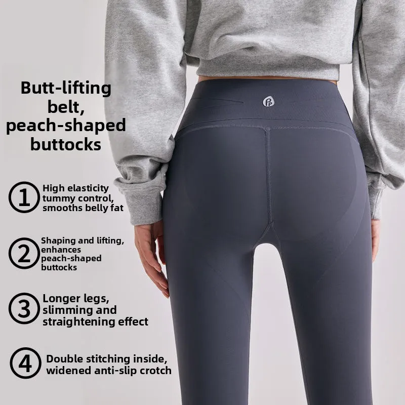سراويل يوجا عالية الخصر للسيدات سراويل Fitn Spor عالية المرونة من الجلد مقاس كبير ملابس خارجية بدون خيوط غير مرغوبة