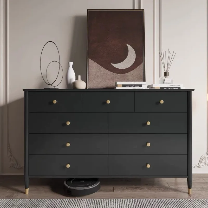 

French light luxury nine-chest cabinet solid wood living room entrance storage bedroom drawer storage