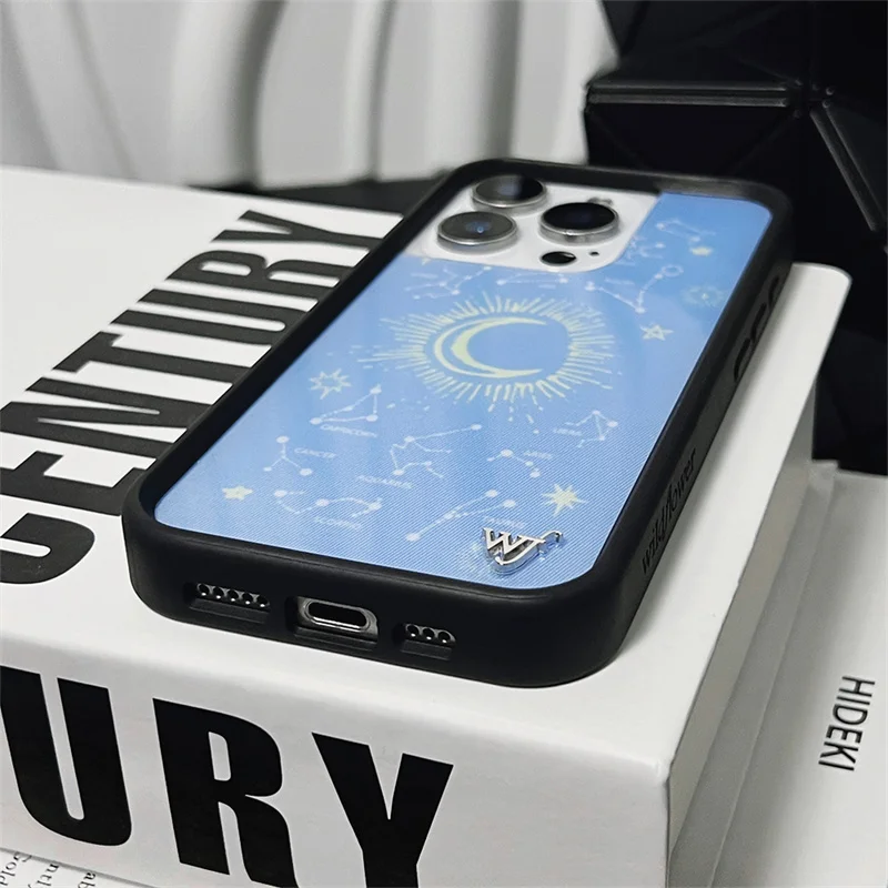 Wildflower 3D Leopard Phone Case for iPhone 17 16 15 14 13 12 Pro Max Plus 16plus Luxury Star Moon WF metal Logo Back Cover