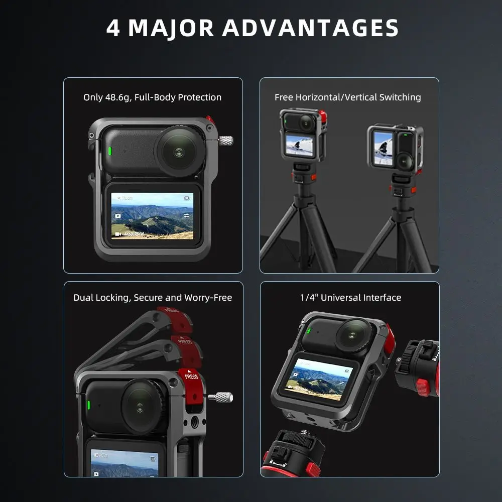 Aluminium Alloy Protective Frame Case Quick Release Durable Cold Shoe Mount Frame 1/4" Threads Expansion for DJI Osmo Nano