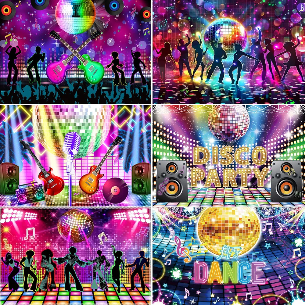 Shiny Gold Disco Panels Theme Birthday Party Decor Club Neon Music Ball Stage Portrait Vinyl Photography Background Photo Studio