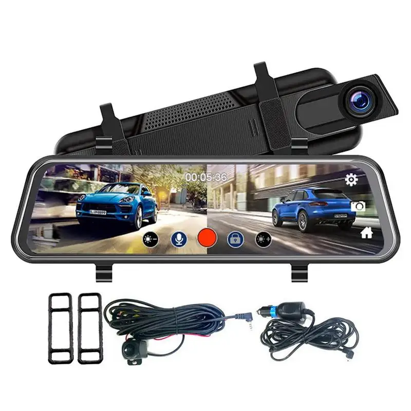 

Mirror Dash Cam Front and Rear 10-Inch Rear Mirror Camera with HD 1080p Mirror Camera for Car Touch Screen Video Recorder