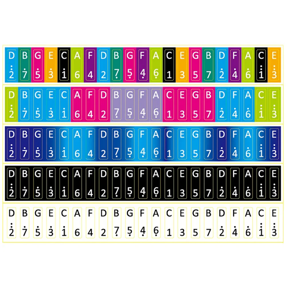 

5 Pcs Kalimbatie Decorative Stickers Learning Color Notes Practical Keyboard Decal Thumbs Music