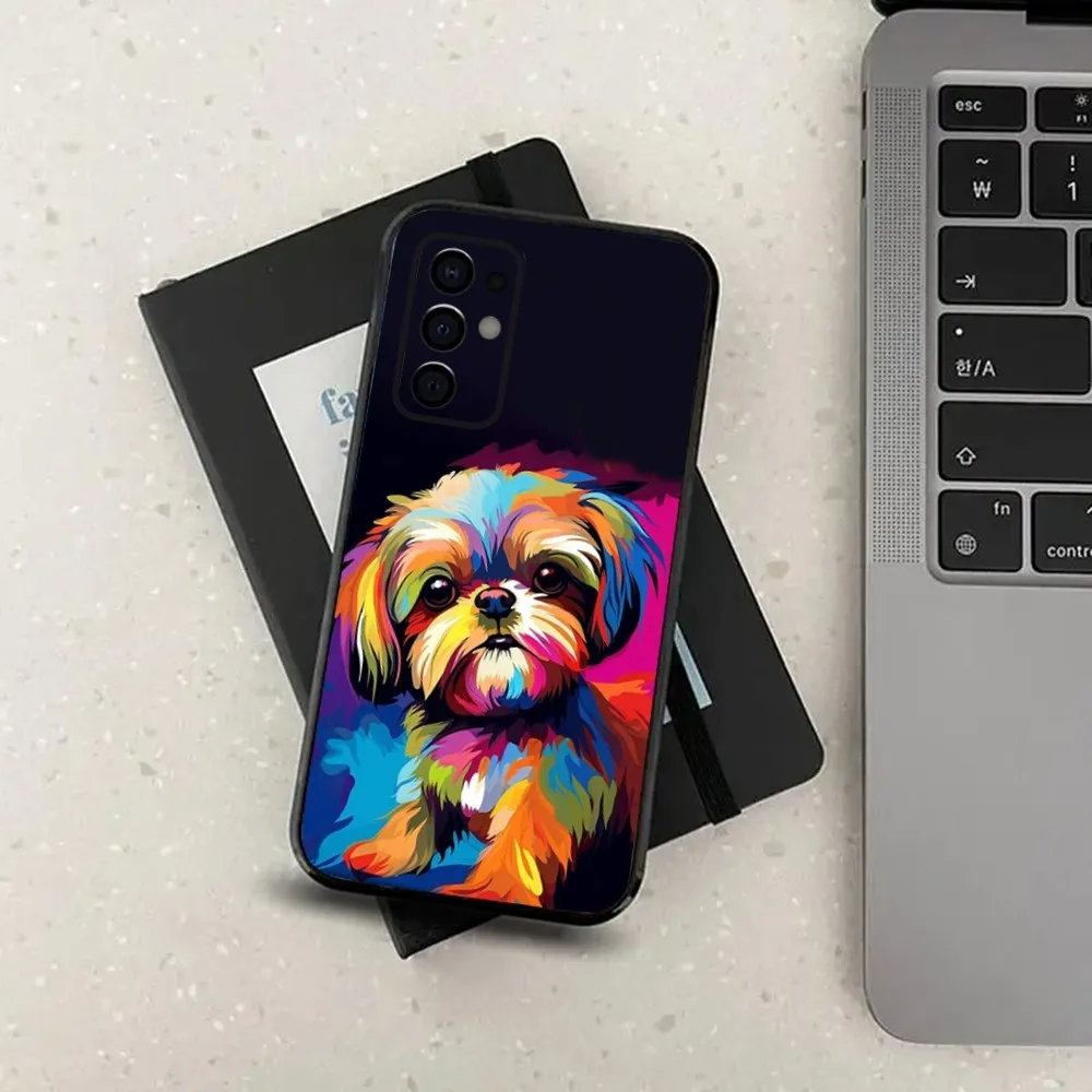 Shih Tzu Painting Cute Animal Phone Case For Samsung S24,S21,S22,S23,S30,Ultra,S20,Plus,Fe,Lite,Note,10,9,5G Black Soft Cover