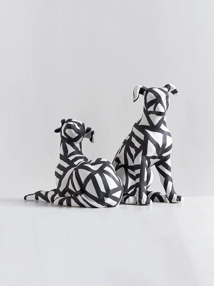 Animal decoration cute black and white creative home decoration sculpture small sculpture living room study