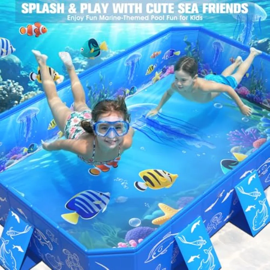 Outdoor pop-up kiddie pool with canopy for backyard use, durable PVC material, blue color, non-inflatable and foldable design w view 5