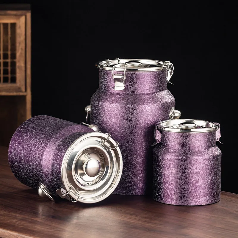 Stainless Steel Tea Pot Ice Crack Pattern Multifunctional Household Pot Candy Nuts Coffee Beans Vanilla Kitchen Storage Supplies