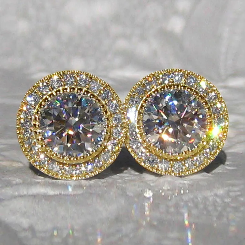 Simple Female Earring 925 Silver Needle Inlaid Super Sparkling Round Zircon Earrings for Women Rhinestone Ear Jewelry Party Gift