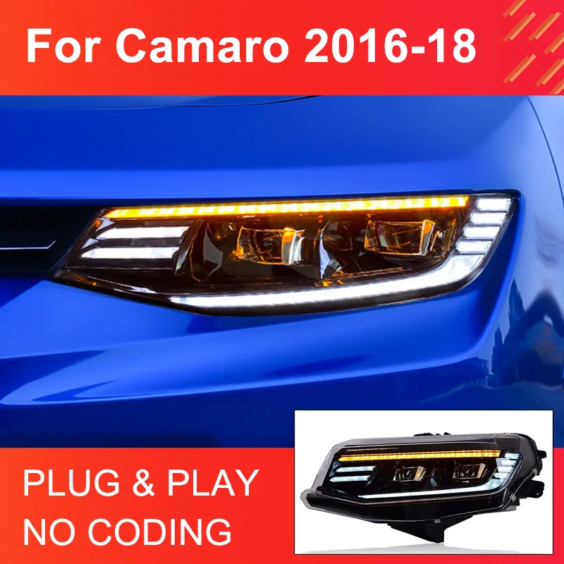 

1 Pair LED Headlight Assembly for Camaro 2016 2017 2018 Headlights with LED DRL Dynamic Turning Projector Lens Front Head Lamps