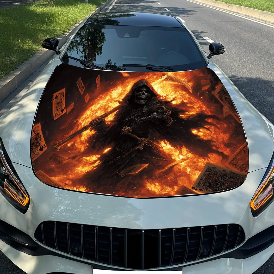 

Автомобильный капот Flame Reaper, прочная, водонепроницаемая и устойчивая к ультрафиолетовому излучению наклейка из ПВХ для грузовиков, внедорожников и лодок с простой установкой и R