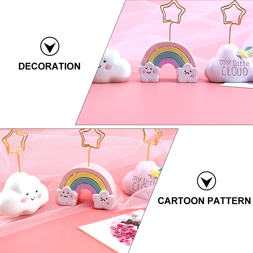 

3Pcs Cloud Message Holder Cartoon Resin Note Organizer Home Table Decoration Christmas Photo Clip Memo Stand Note Holder