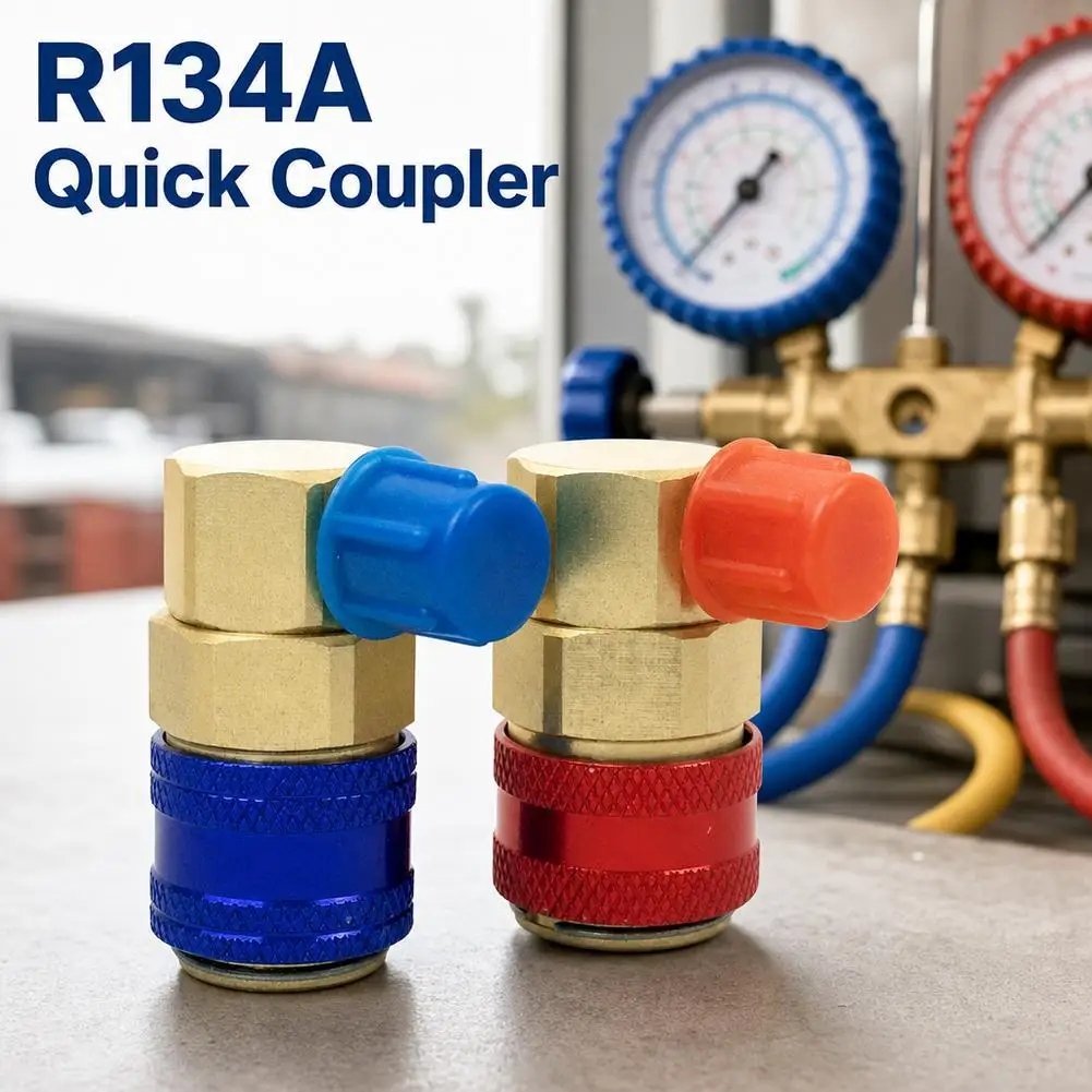 NEW R134A Freon H/L Auto Car Quick Coupler Connector Brass Adapters Air Conditioning Refrigerant Adjustable