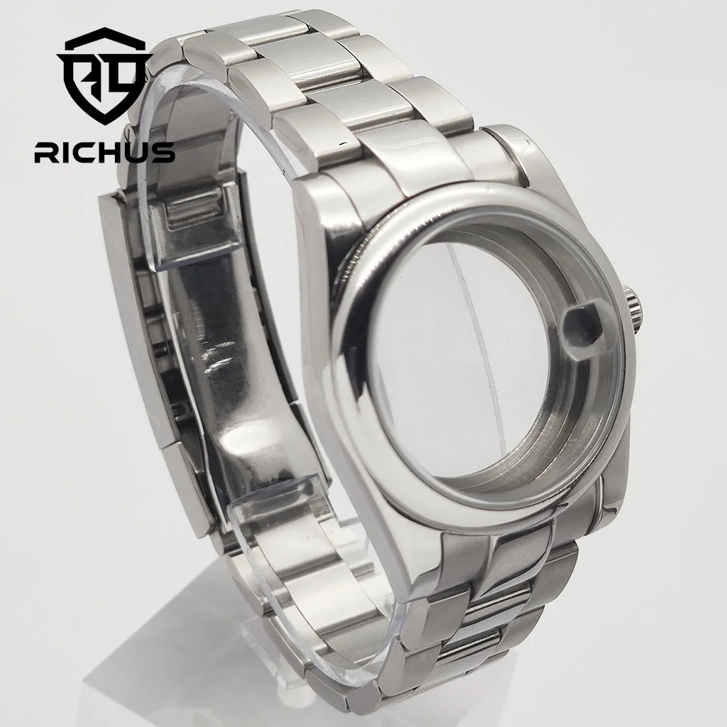 RICHUS 36/39 мм полированный корпус для часов с сапфировым стеклом подходит для NH35 NH36 Miyota8215-DG ETA 2824 PT5000 аксессуары для часов с механизмом