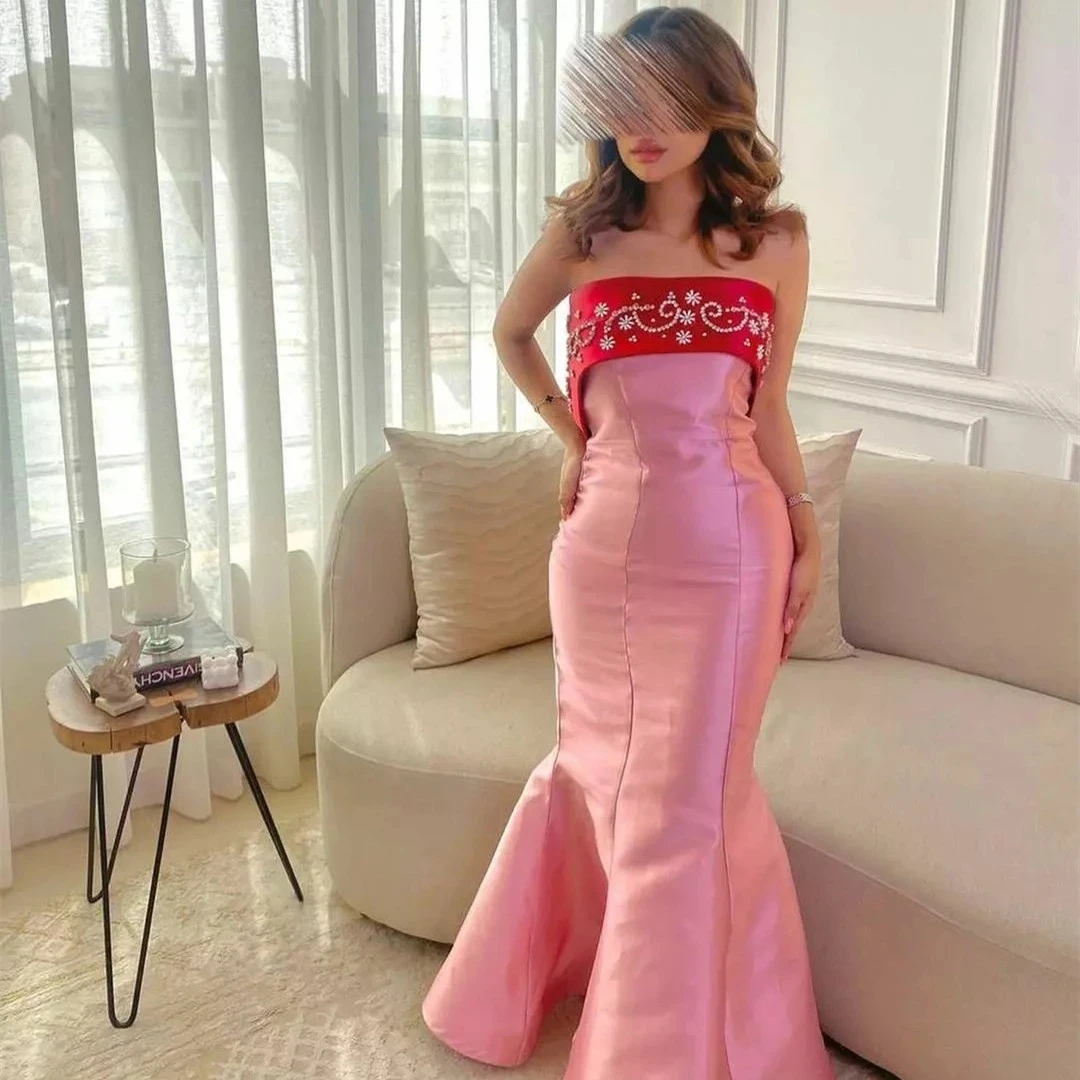 Xijun Rose Pink Prom Gowns taffetà abiti da sera lunghezza del pavimento arabia saudita Dubai Evening Dre Prom Dress per le donne sirena 2023