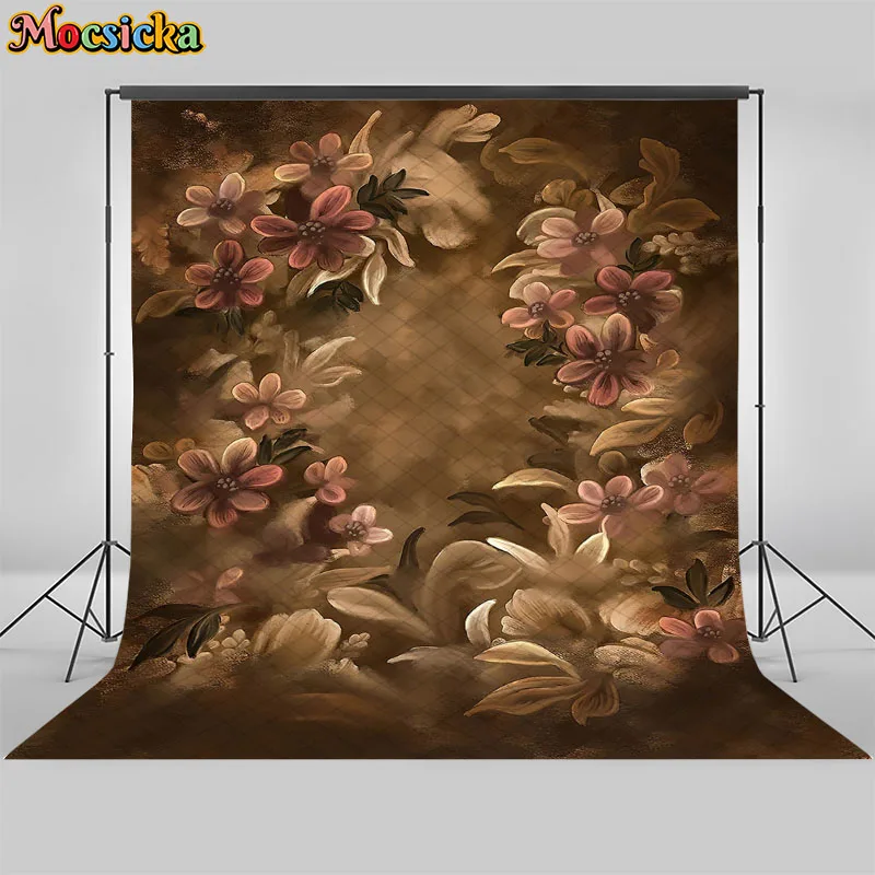 Hand Painting Retro Oil Painting Flower Backdrop Pregant Kids Portrait Photocall Props Art Floral Abstract Texture Background