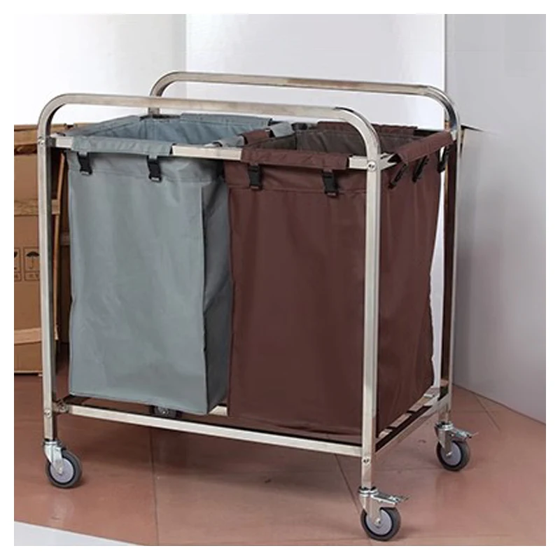 Multifunctional Rolling Linen Sorter Cart Hotel Laundry Housekeeping Cart Trolley For Room Cleaning