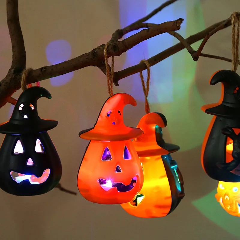 1Pcs Halloween Pumpkin Skull Ghost LED Electronic Light Home Bar Tree Hanging Lamp Lantern for Halloween Party Prop Decoration