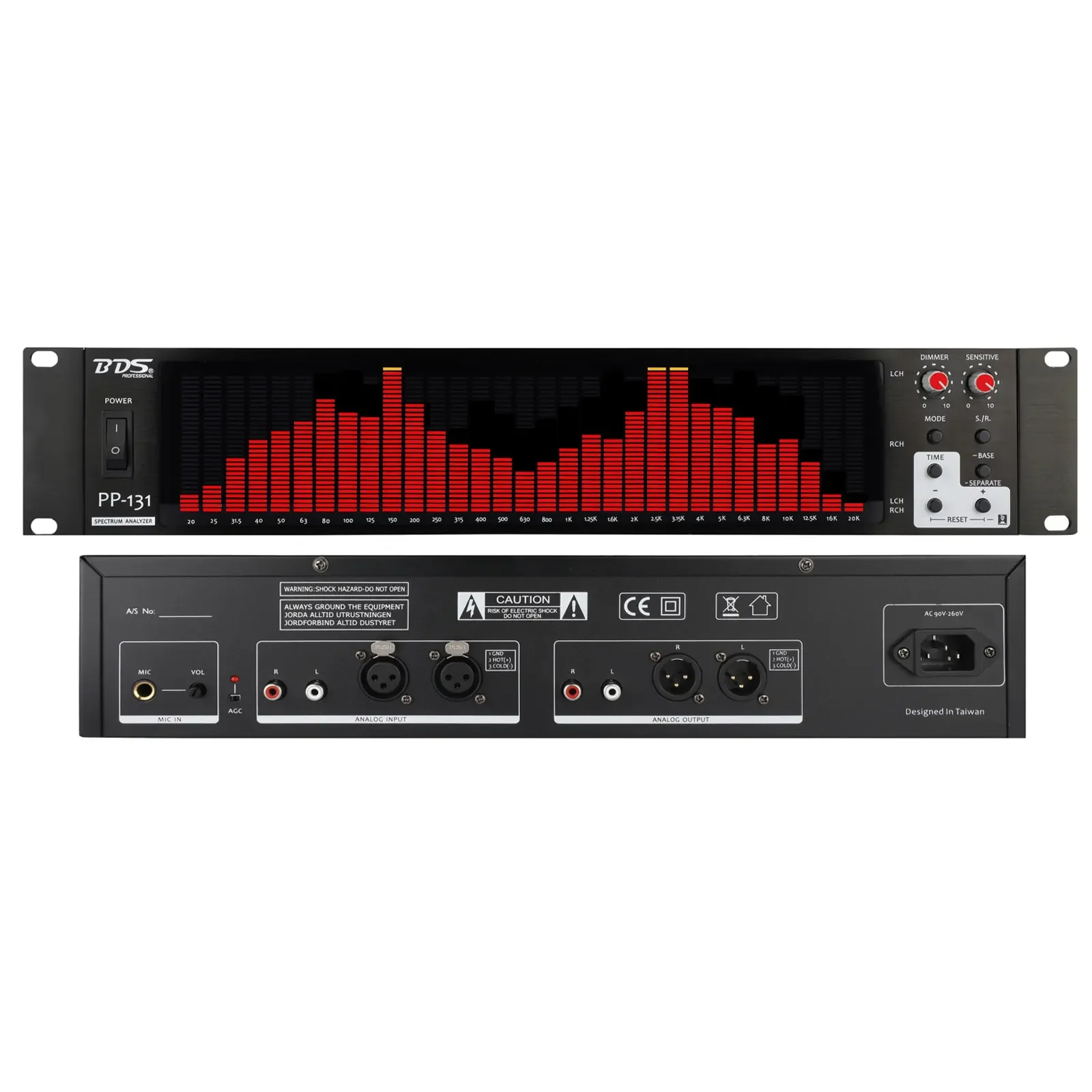 

BDS PP-131 Red Audio Spectrum Analyzer Display 2U Rack 31-Band Music Rhythm Light Support Automatic Gain Function
