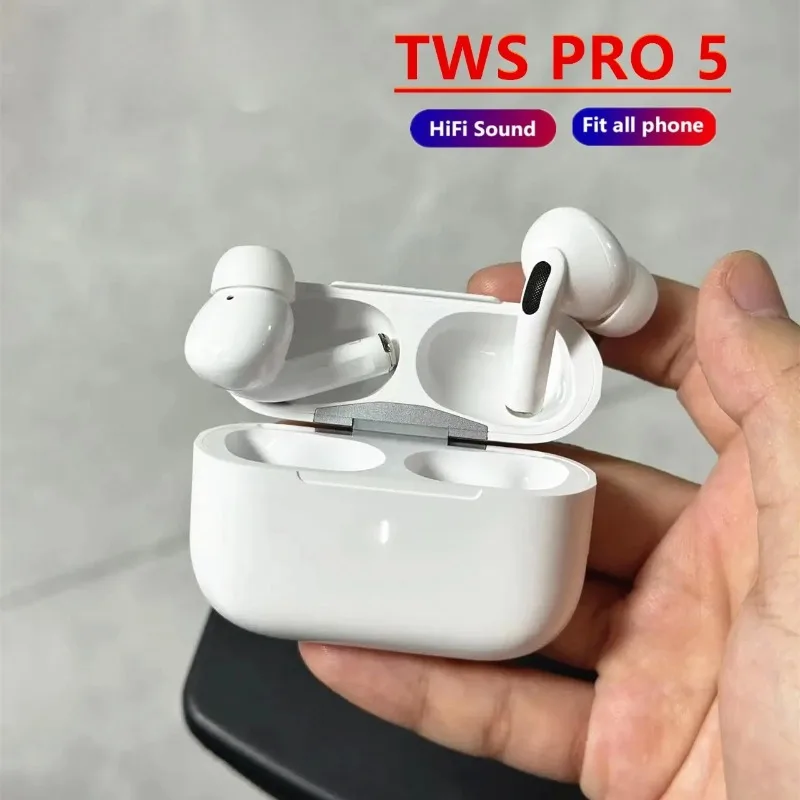 Écouteurs sans fil Bluetooth TWS Pro 5, réduction de bruit ANC, son HiFi, faible latence pour iPhone Android