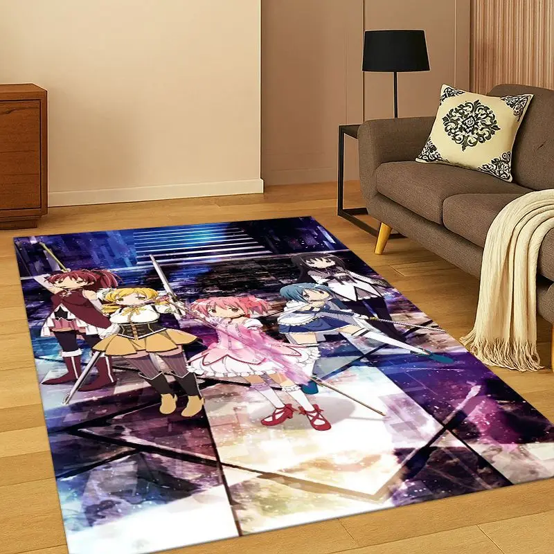 Cute Puella Magi Madoka Magica Cartoon Living Room Non-Slip Area Rug Soft Carpet for Bedroom Playroom Sofa,Home Decor Doormat