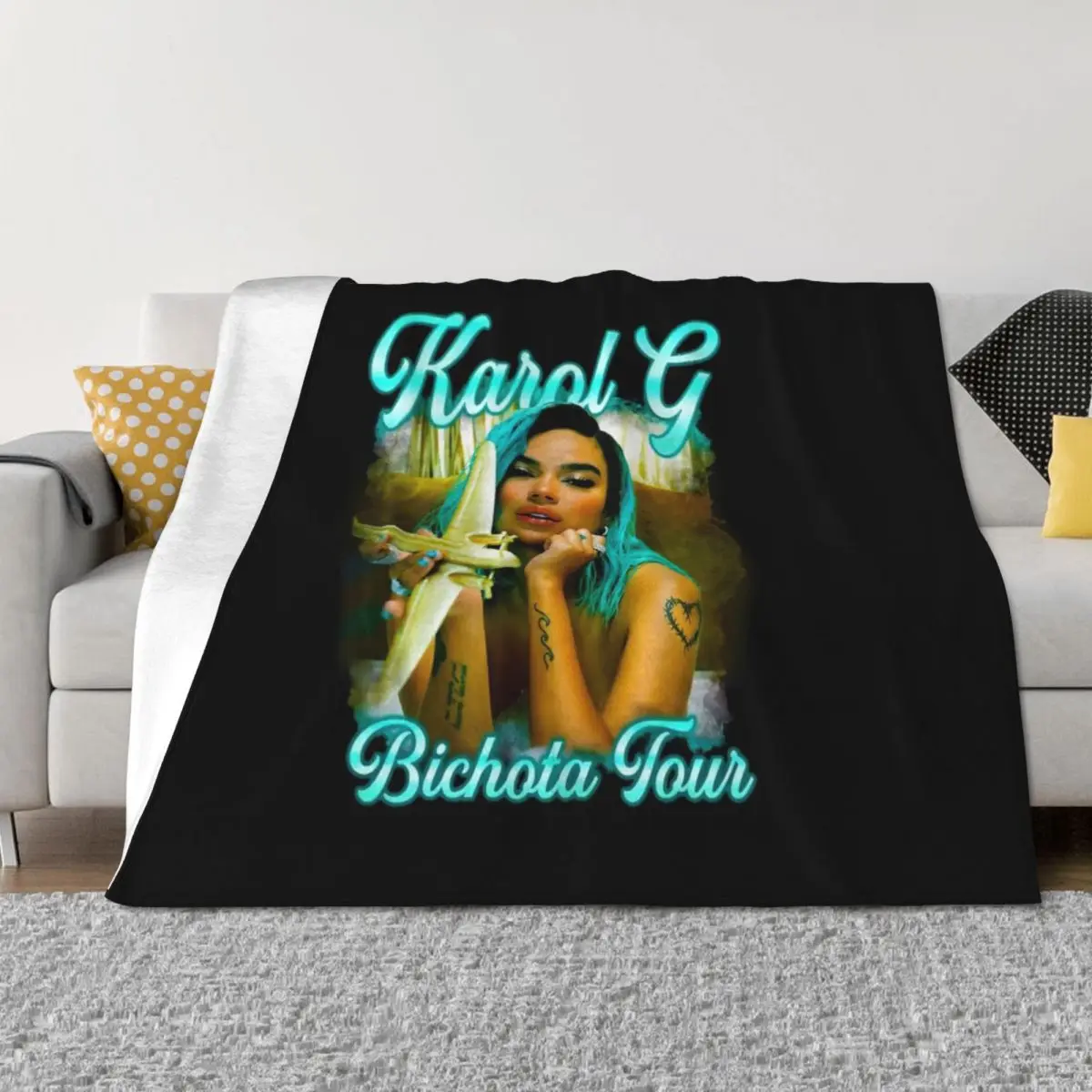 

For Men Women Karol G Bichota Tour 2021 Gifts Movie Fans Throw Blanket Blankets For Sofas valentine gift ideas Blankets