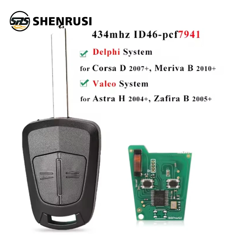 

SHENRUSI 433 МГц ID46-pcf7941 Автомобильный дистанционный ключ для Opel/Vauxhall Astra H 2004-2009 Zafira B 2005-2013 Corsa D 2007-2012 Meriva B