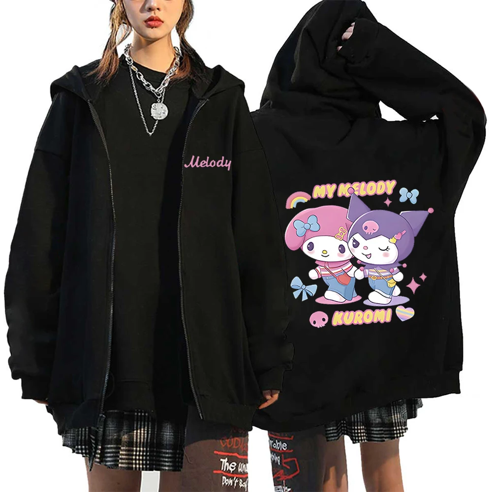 Essentiële Hoodies Dames Cardigan Rits Hoodies Sanrio Hello Kitty Kuromi Lange Mouw Dames Herfst En Winter Sweatshir