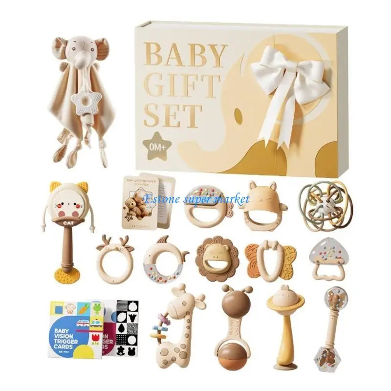 090B 14 Chiếc Đồ Chơi Lục Lạc Cho Bé Phát Triển Giác Quan Bộ Quà Tặng Kèm Miếng Dán Trống Lắc Cho Trẻ Sơ Sinh Tay Cầm Đào Tạo Và