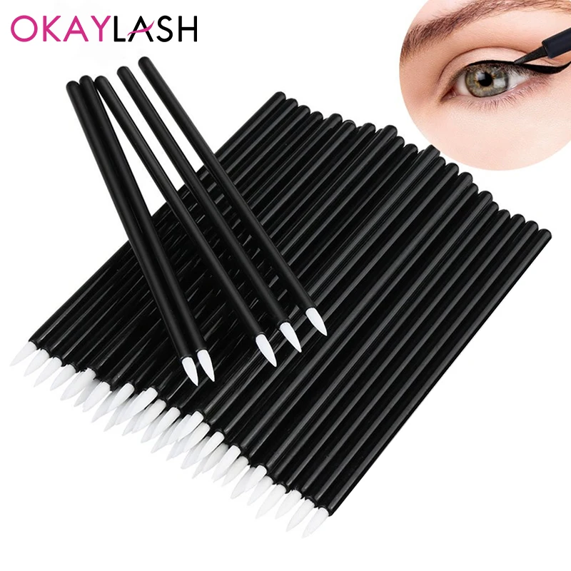 OKAYLASH 50 unids/lote delineador de Gel reutilizable pinceles para decoración de uñas pluma de pintura delineador de ojos desechable herramientas de maquillaje de belleza para ojos