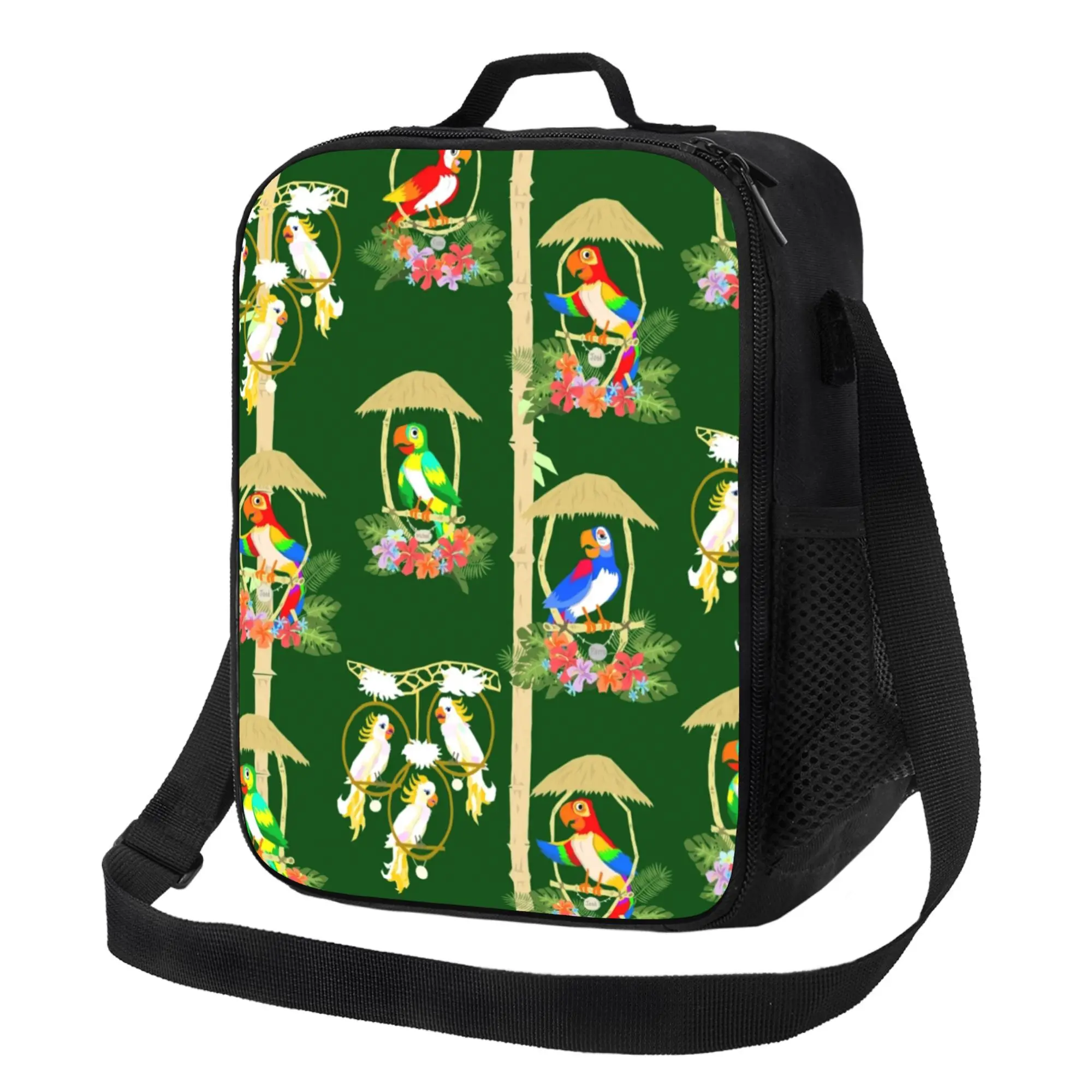 Tiki Room Birds Print Tote Bag 600D Oxford Fabric for Work Travel Office Commute