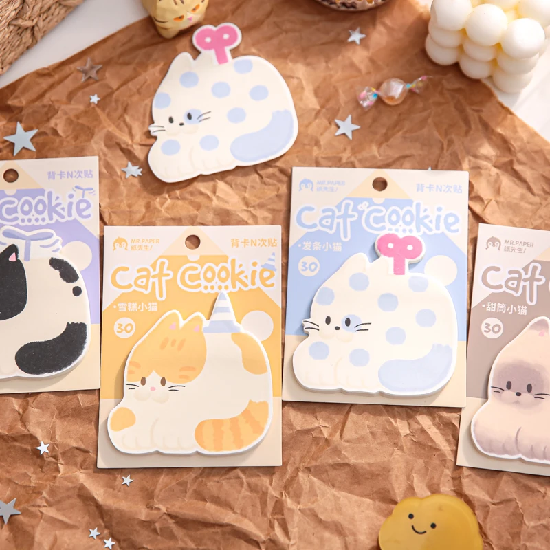 30 قطعة مظهر القط لطيف مذكرة الوسادة المواد ورقة الكولاج غير المرغوب فيه مجلة خلفية ورق تزيين المفكرة DIY بها بنفسك سجل القصاصات #5