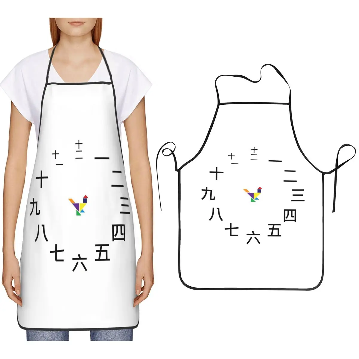 Chinese Number Apron Chef Cooking Baking Tablier Bib Kitchen Cleaning Pinafore for Women Men Painting