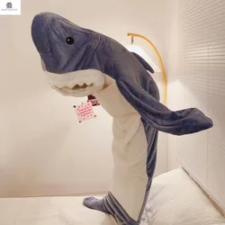 Shark Onesies Bag Cartoon Pajamas Kids Onesie Pajamas Office Winter Warm Blanket 1pcs Trendy Sand Sculpture Shark Sleeping Bags