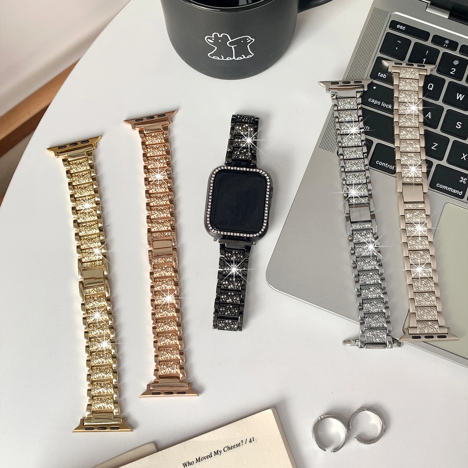 Women Diamond Strap For Apple Watch 10 Band 46mm 42mm 45mm 40mm 41mm 44/49mm Stainless Steel Bracelet For iWatch Ultra 9/8/7/6/5