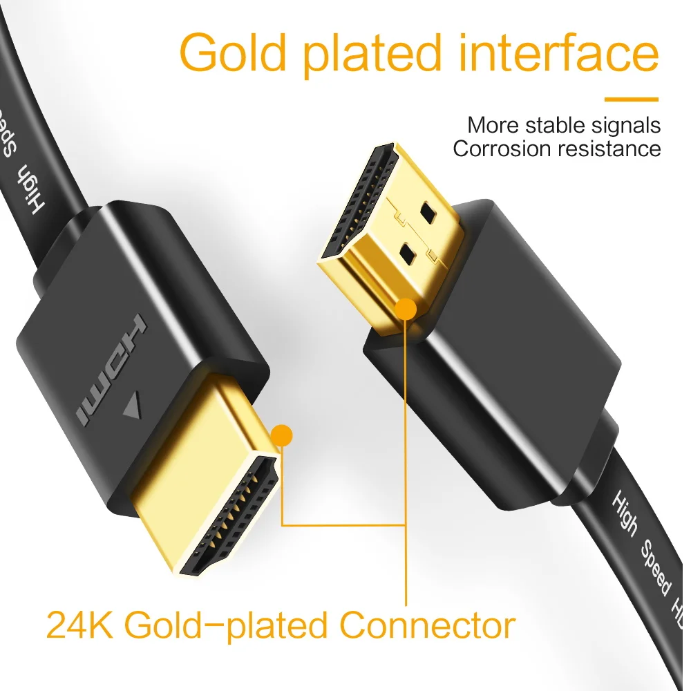 Cienkie HDMI kabel płaski pozłacana wtyczka wsparcie 1080p 3D 1M 1.5M męski-mężczyzna HDMI kabel do HDTV PC XBOX DVD wysokiej projektor prędkości