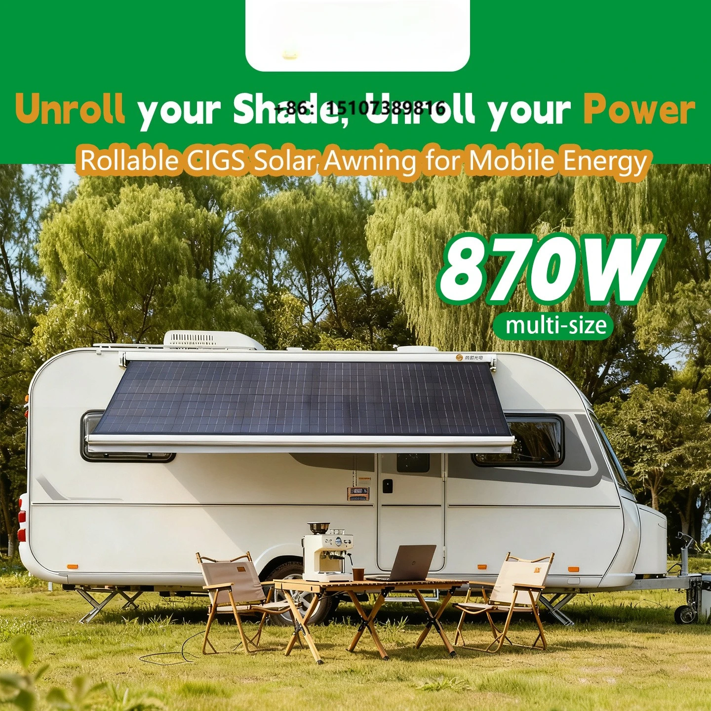 CIGS Flexible Solar 48V Flexible CIGS Solar Awning for Aussie RVs - Withstands Outback Harsh Conditions CIGS Flexible Solar