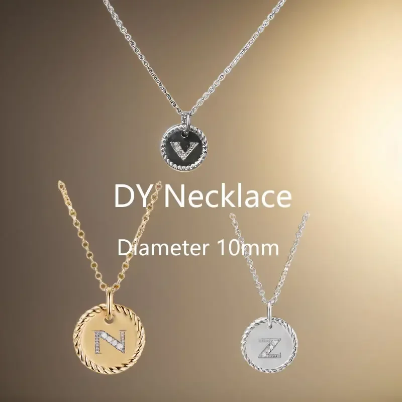 2024 All Complete DY Necklaces Round Plaque Diamond Encrusted Monogram Necklace for Women