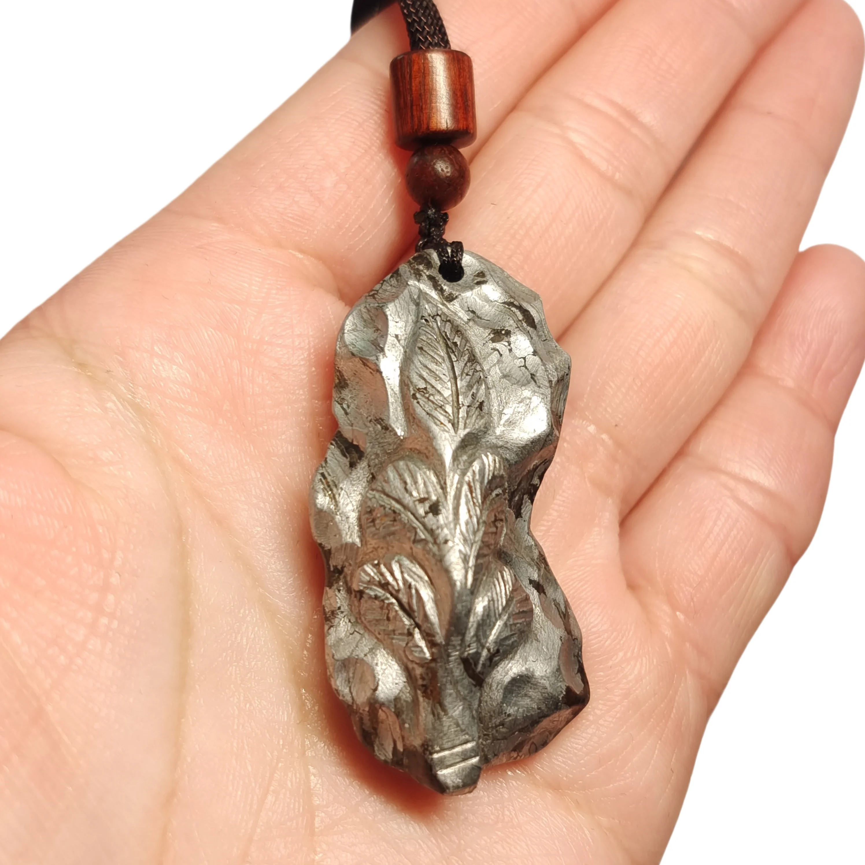 60.8g Muonionalusta meteorite Hand carving pendant Natural iron meteorite pendant Meteorite slice Handmade jewelry-LK171