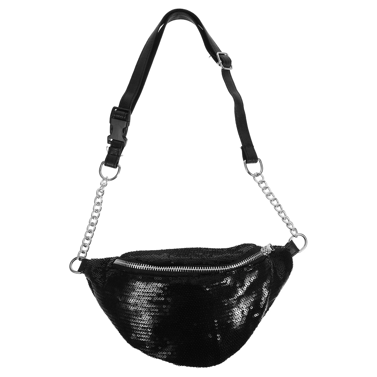 Hüfttasche Schwarz Glitzer Umhängetasche Metallic Flash Herren Damen Multifunktionale Gürteltasche Stilvolle Brust Pailletten Reisen Laufen TELEFON
