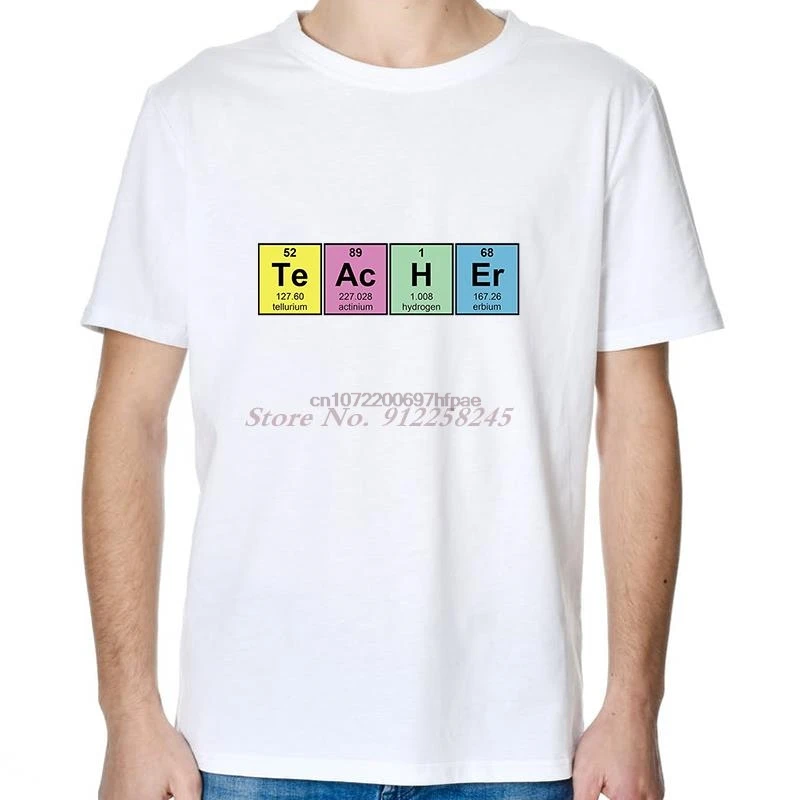 Periodic Table Chemistry Science Teacher Fashion Graphic T Shirts Oversized Short Sleeves T-Shirt Cotton Mens Print T Shirt