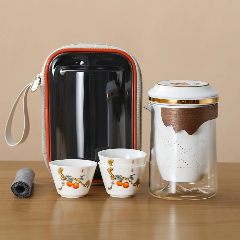 

Portable Travel Tea Set Outdoor One Person Single Drinker One Pot Six Cup Quick Cup Tea Set Outdoor Carry Case