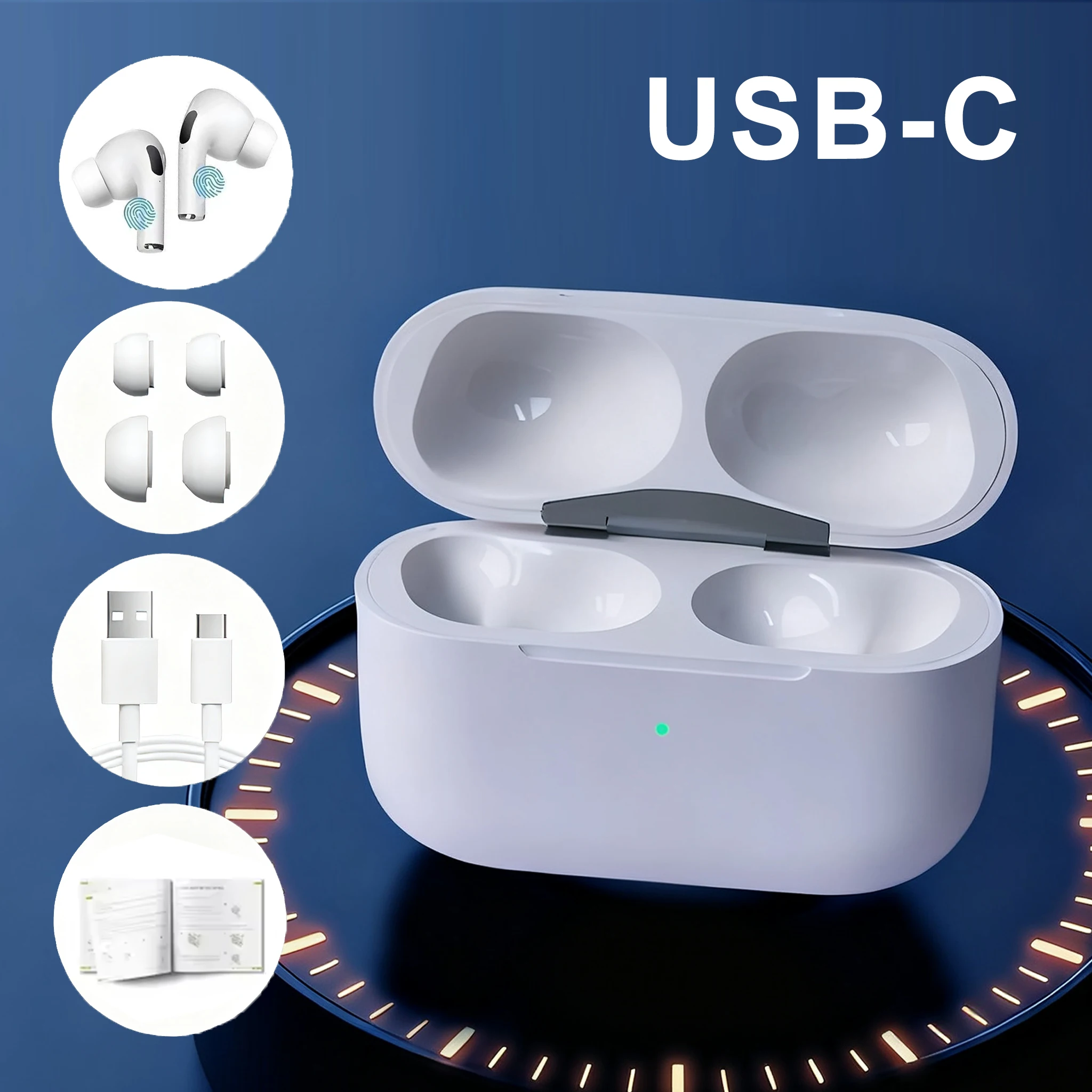 Original ANC Pro 2 Bluetooth Headset 4th Gen Wireless Charge IOS18 Waterproof USB C Sport Earphones for IOS Android Phone