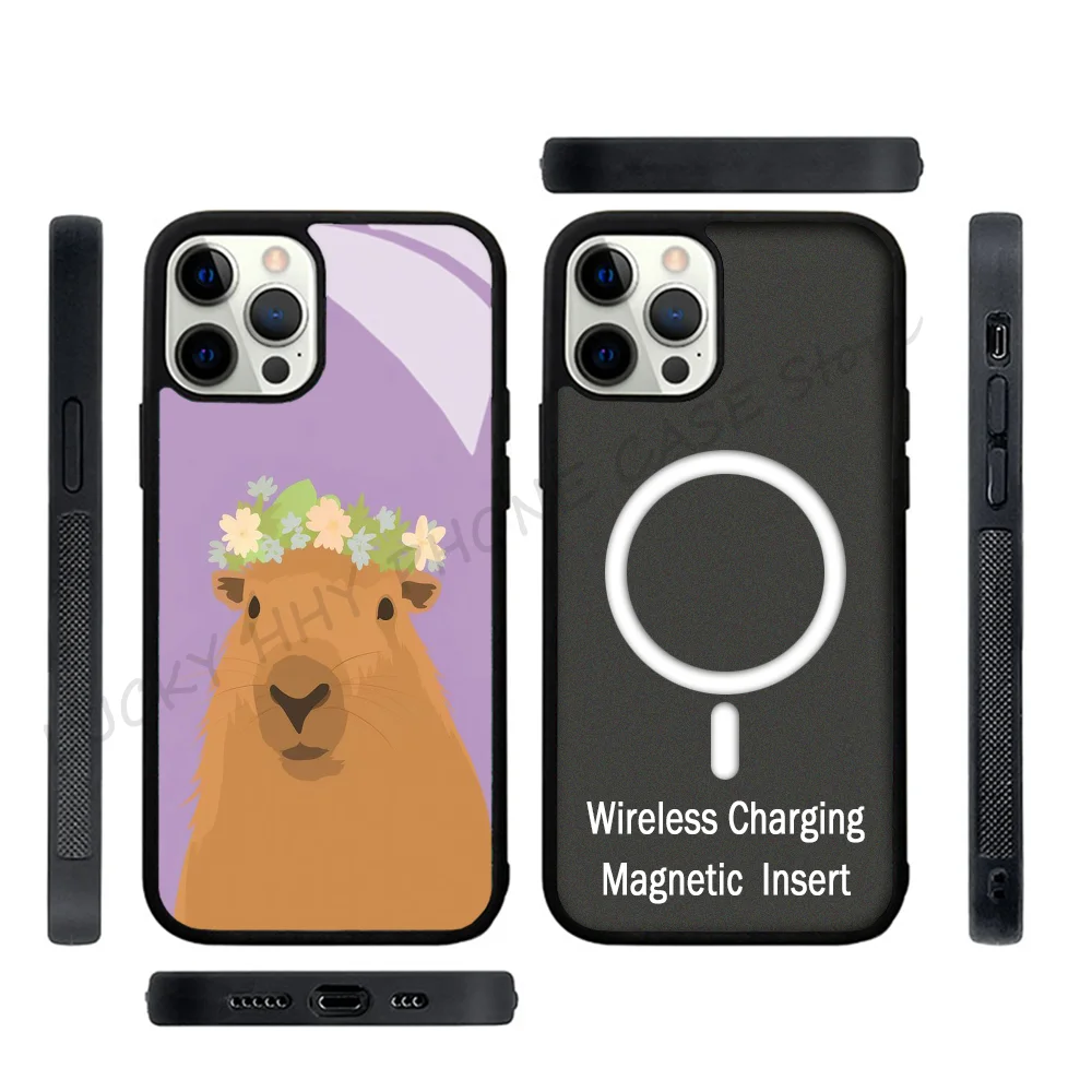 

Cute Cartoon Capybara Phone Case Phone Case Strong Magnetic For IPhone 15 14 13 Pro Max 11 12 Mini For Magsafe