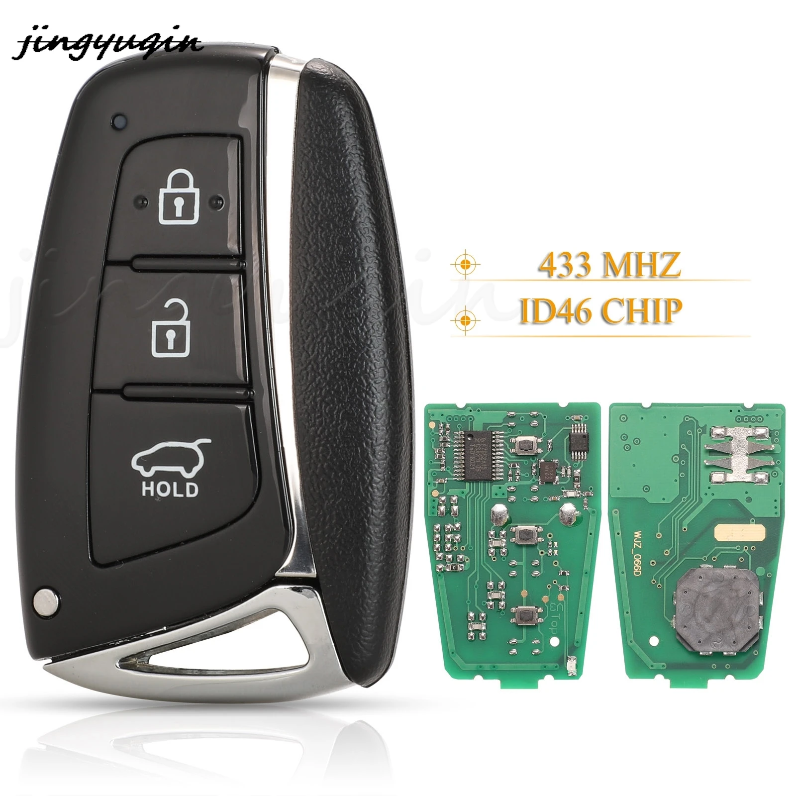 

jingyuqin 5pcs 3 Buttons Smart Remote Car Key Fob 433Mhz ID46 For HYUNDAI Santa Fe IX45 Vehicle Control 95440-2W600